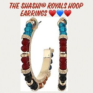 Shashi Royals Gold Vermeil Eclectic Mix Bead Multicolored Crystals Hoop Earrings